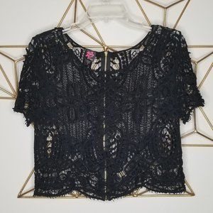 2B by Bebe Black Crochet Crop Top